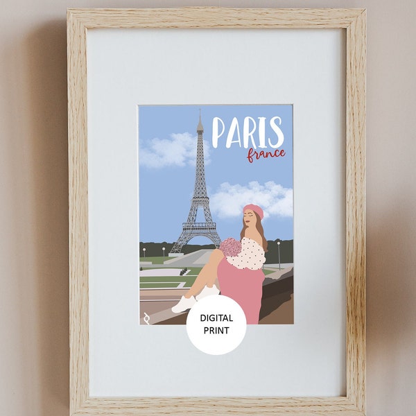 Eiffel Tower | Paris | France | Digital Print | Illustration | Printable Art | Home Decor | Digital File