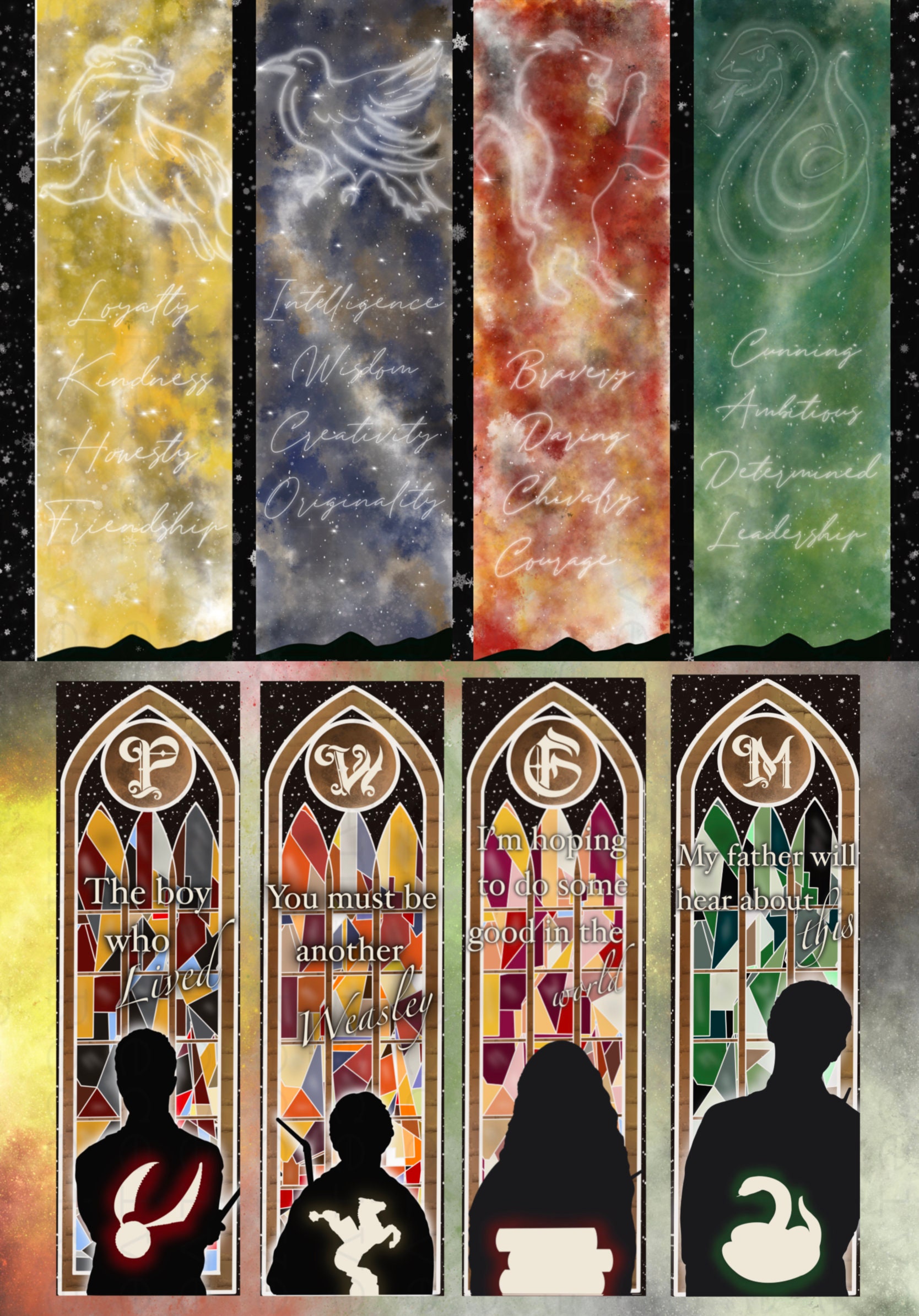 Harry Potter inspired bookmarks | Etsy