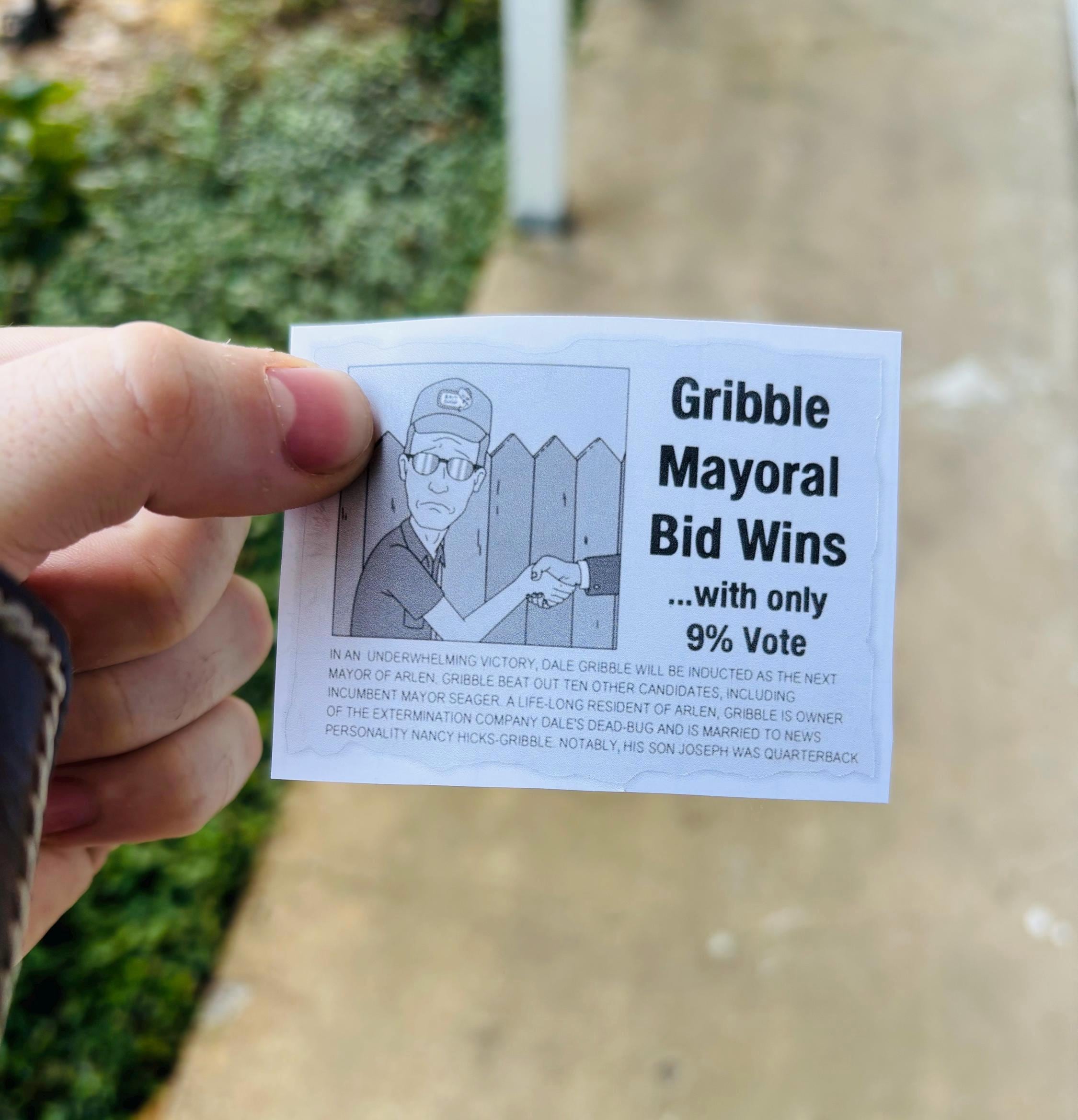 キング・オブ・ザ・ヒル市長デール・グリブル耐水ステッカー - Etsy 日本, image size:2250x2336