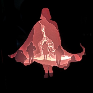 Skywalker déchu. Modèle numérique DIY Lightbox. Fichiers créatifs en papier Shadow Box PNG pour machine de découpe Cricut