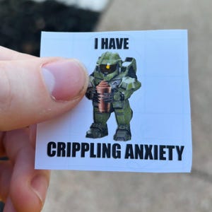 Halo Crippling Anxiety Meme wasserdichter Aufkleber