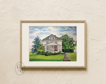 Custom Watercolor House Portrait: Hand-Painted Home Illustration