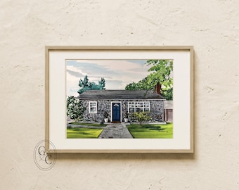 Custom Watercolor House Portrait, Personalized Home Painted picture