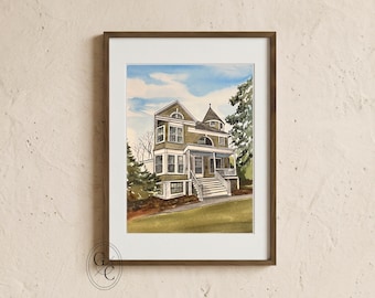 Personalized Watercolor Home Portrait, Housewarming Gift