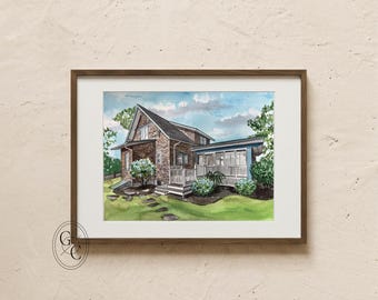 Custom Watercolor House Portrait, Personalized Home Painting