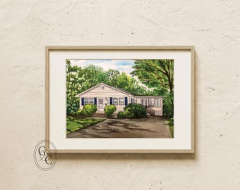 Custom Watercolor House Portrait, First Home Painting, Christmas personalized  gift