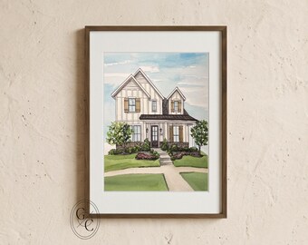 Custom Watercolor House Portrait: Personalized Home Painting