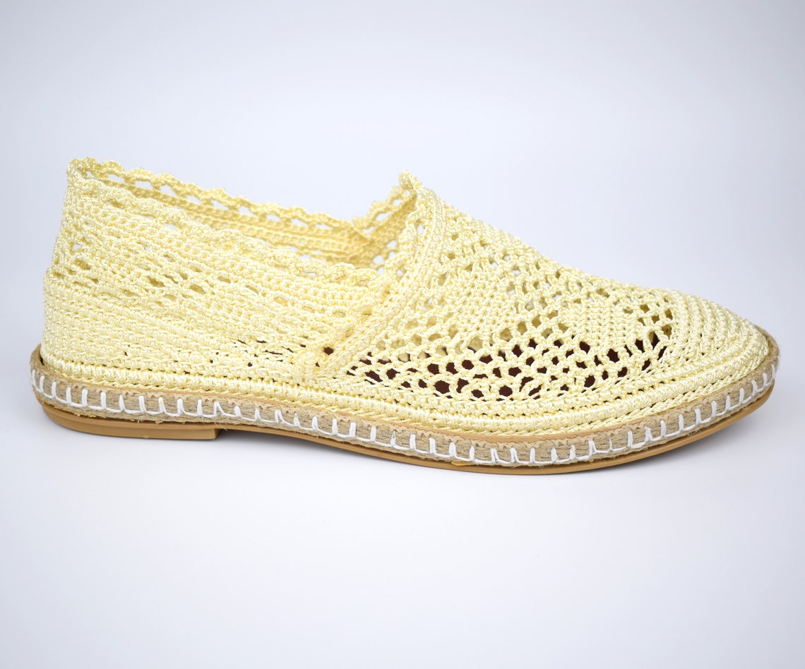 Women Offwhite Knitting Shoes Flat Comfortable Handknitted Etsy
