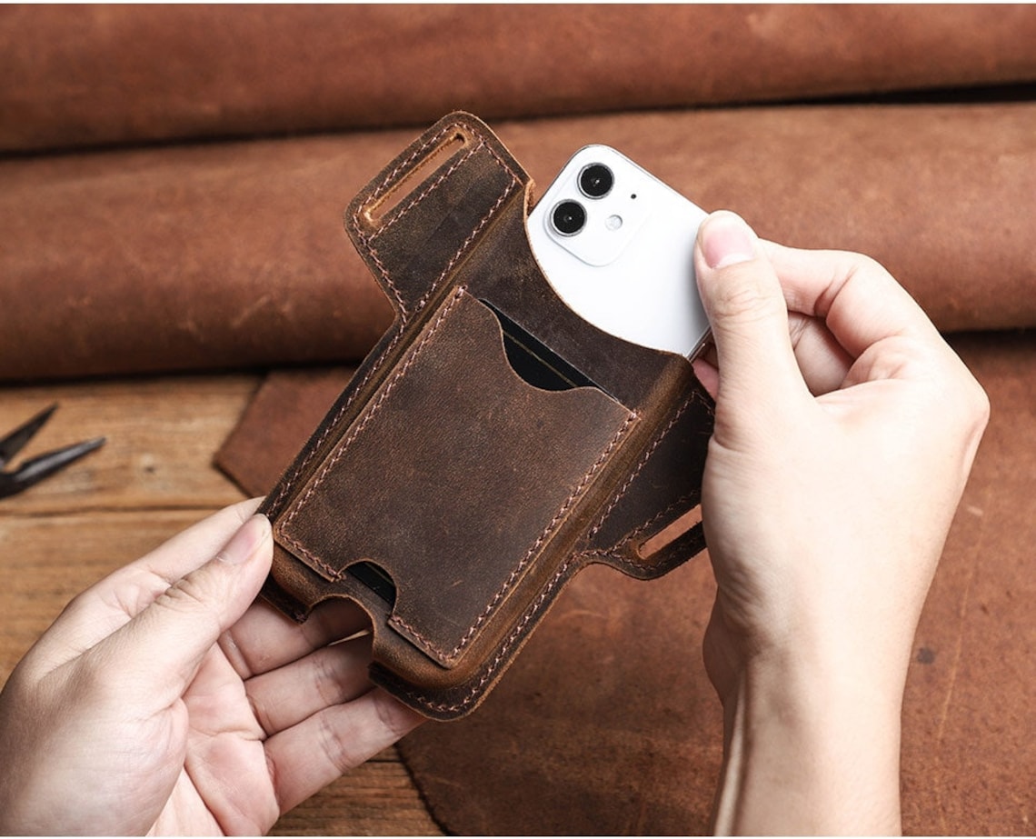 Leather Phone Case for iPhone 12 Men Cellphone Loop Holster Etsy