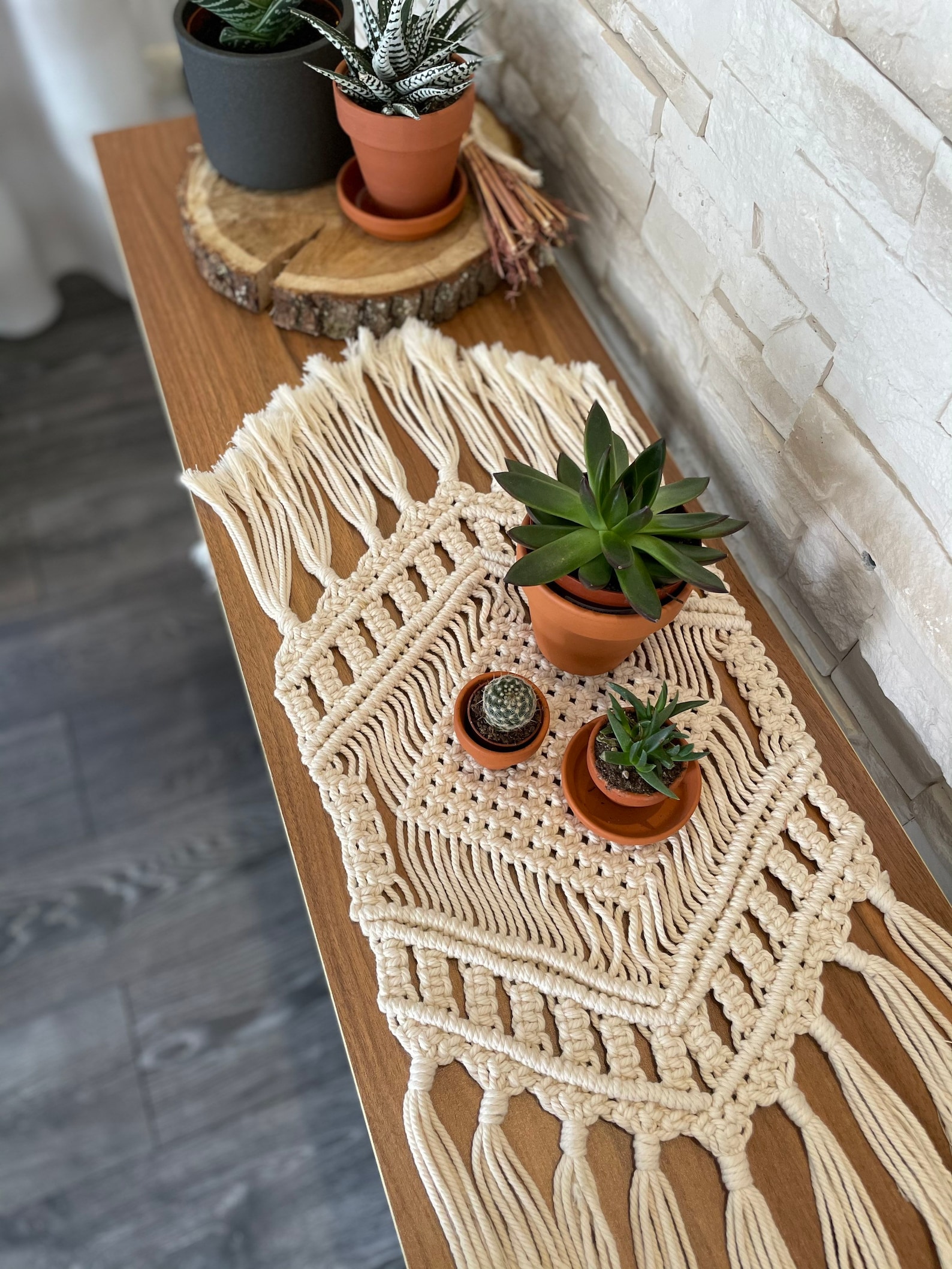 Handmade Macramé Table Runner in Boho Style Etsy