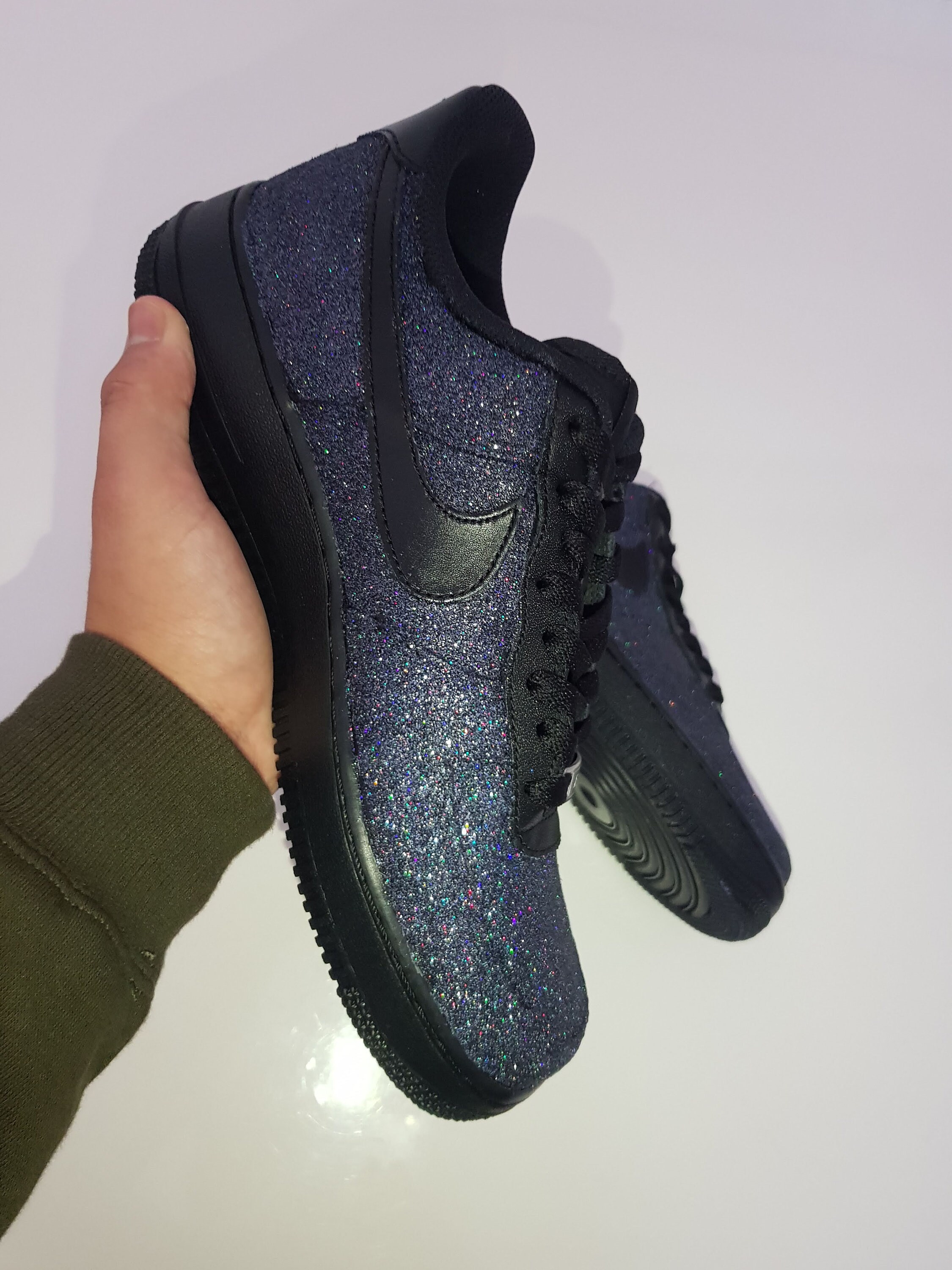 Custom Nike Air Force 1's Black Glitter Air Force 1s Etsy