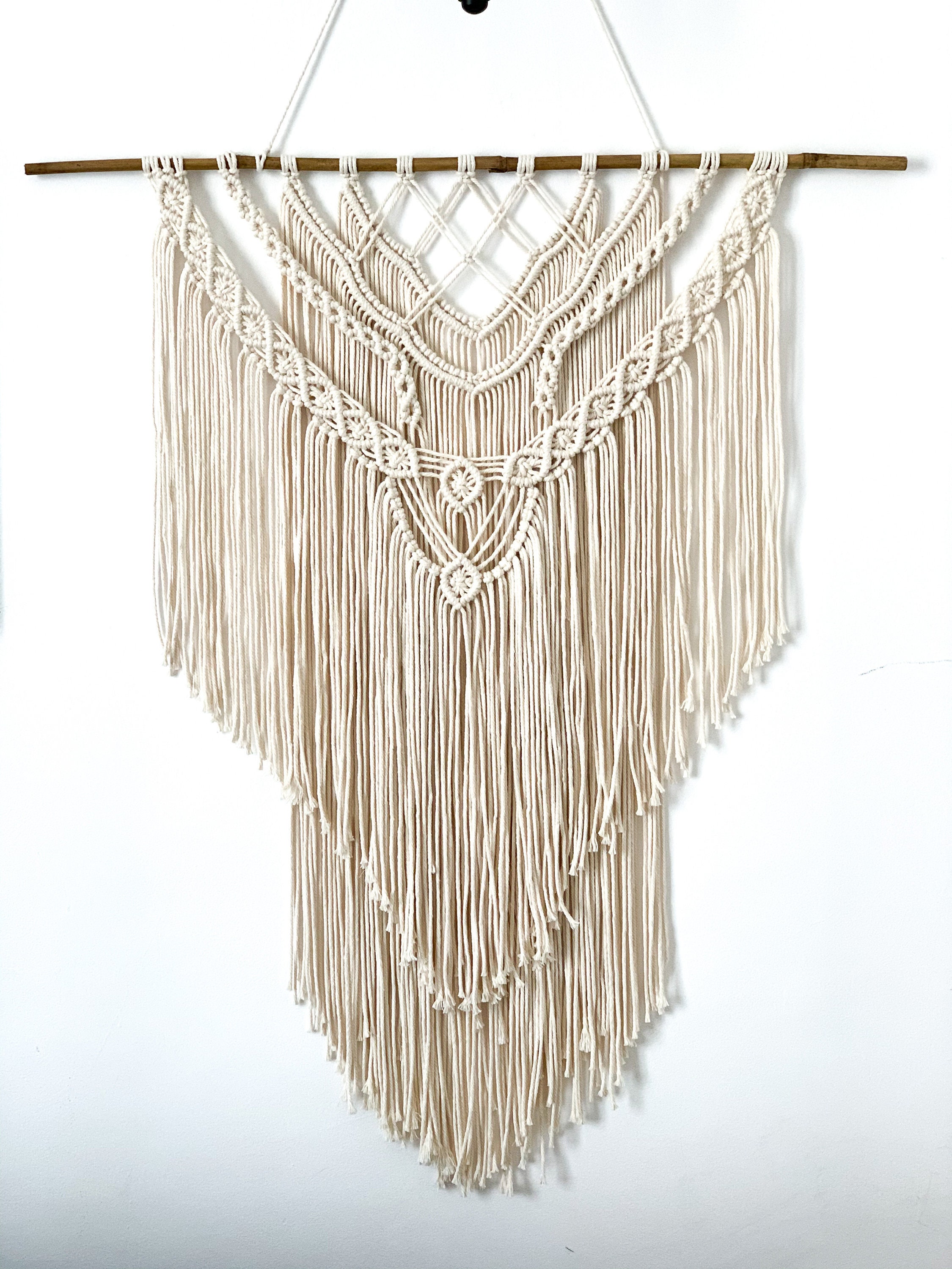 Grand Macramé Murale Manel | Décoration Bohème en Coton Naturel et Bambou
