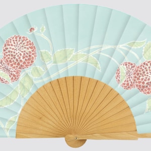 Beautiful Dahlia Flower folding handheld fan, unique hand painted design, contemporary fashion accessory