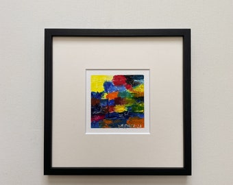 Modern Art, No. 103, Quadrata Series, Original Abstract Oil Painting, Housewarming Gift, Colorful Wall Painting