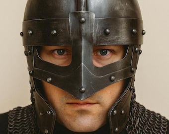 Mittelalterlicher Wikinger Helm mit Kettenbrünne Authentischer Stahl Normannen Helm LARP SCA Reenactment Cosplay Rüstung Ritter Helm Geschenk Für Ihn