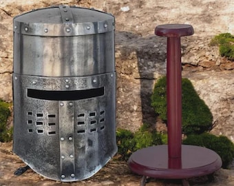 Schwarzer Ritter Monty Stahl Eisenhelm Halloween-Kostüm Museum Qualität Metall Geschenk / X-MASS Geschenk