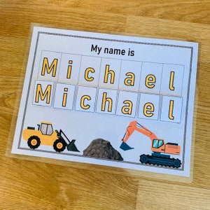 Name recognition activity page, Preschool learning game, Recognize, spell and build your name activity page, Homeschool learning games
