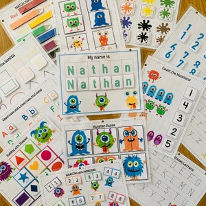 Preschool busy binder, Preschool curriculum, Toddler busy binder, Learning binder, Pre-K binder, Monster busy binder, Homeschool games