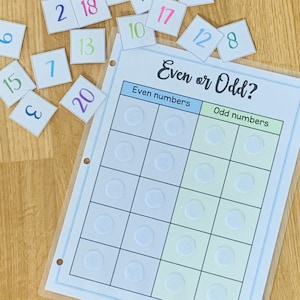 Learning even and odd numbers, First grade curriculum, homeschool learning games, learning numbers, matching games