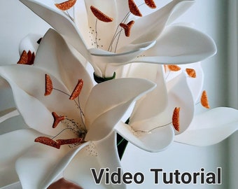 Lily flowers Video Template DIY paper flower tutorial Paper Craft Gift Wedding Decoration, Floral Wall Decor Room Decor Foam Isolon EVA 2mm