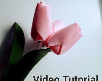 Flores de tulipán Plantilla de vídeo DIY tutorial de flores de papel Papel Artesanía Regalo Decoración de bodas, Decoración de pared floral Decoración de la habitación Espuma Isolon EVA 2 mm