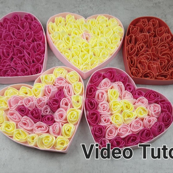 Plantilla de vídeo de caja en forma de corazón, flor de papel de bricolaje, tutorial de bricolaje, regalo de artesanía de papel, artesanía con niños, regalo para mujeres, espuma Isolon EVA 2 mm