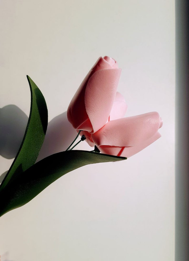 Modèle vidéo de fleurs de tulipes, bricolage, tutoriel de fleurs en papier, cadeau artisanal en papier, décoration de mariage, décoration murale florale, décoration de chambre, mousse Isolon EVA 2 mm image 5