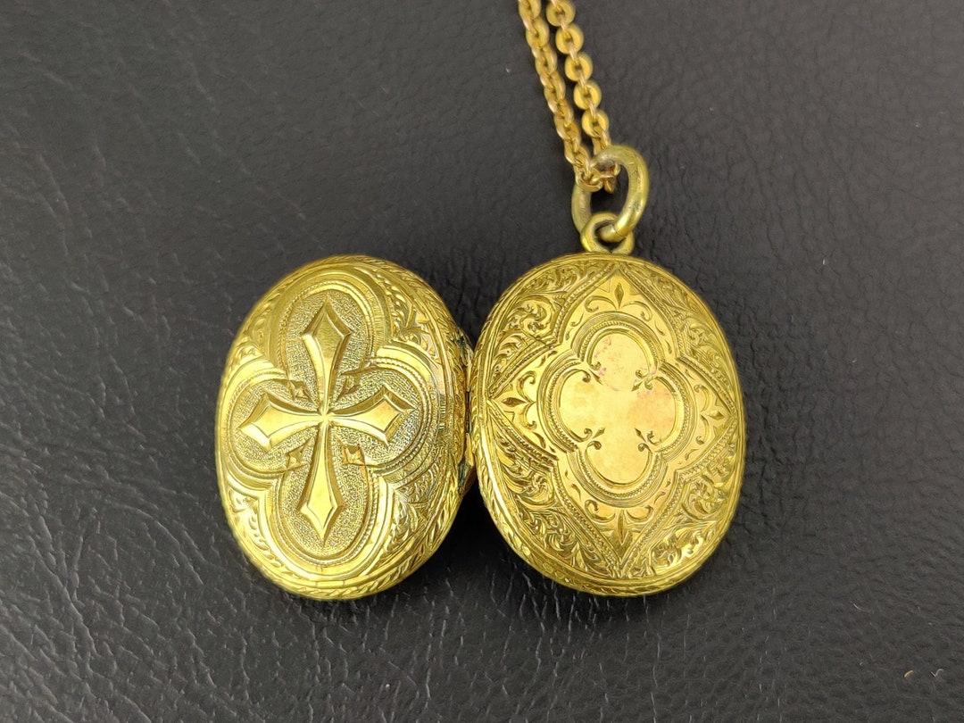 Locket Chain Plus Sign Gold Locket & Chain - Etsy
