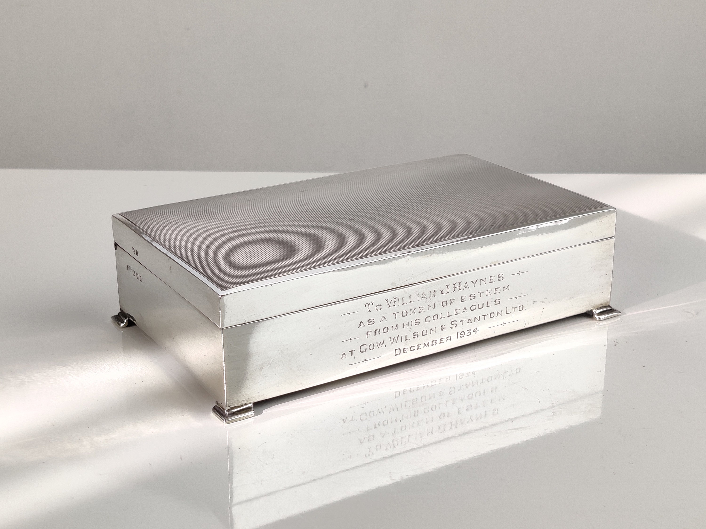 silver cigarette box Solid Silver Cigarette Box (london 1934)