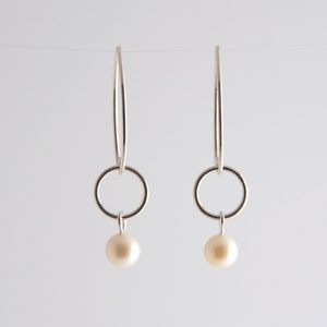Freshwater Pearl Earrings, Round Pearl Earrings, Sterling Silver, Bridal Pearl drop Earrings, June Birthstone, 30th Anniversary, UK