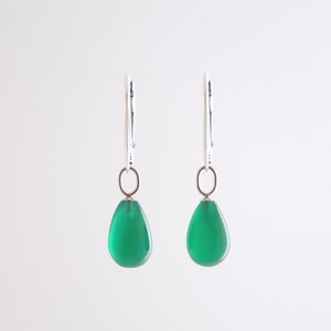 Chrysophrase Chalcedony, Green, Quartz, Teardrop Earrings, Lever Back, Sterling Silver Earrings,  Birthday, Christmas, UK