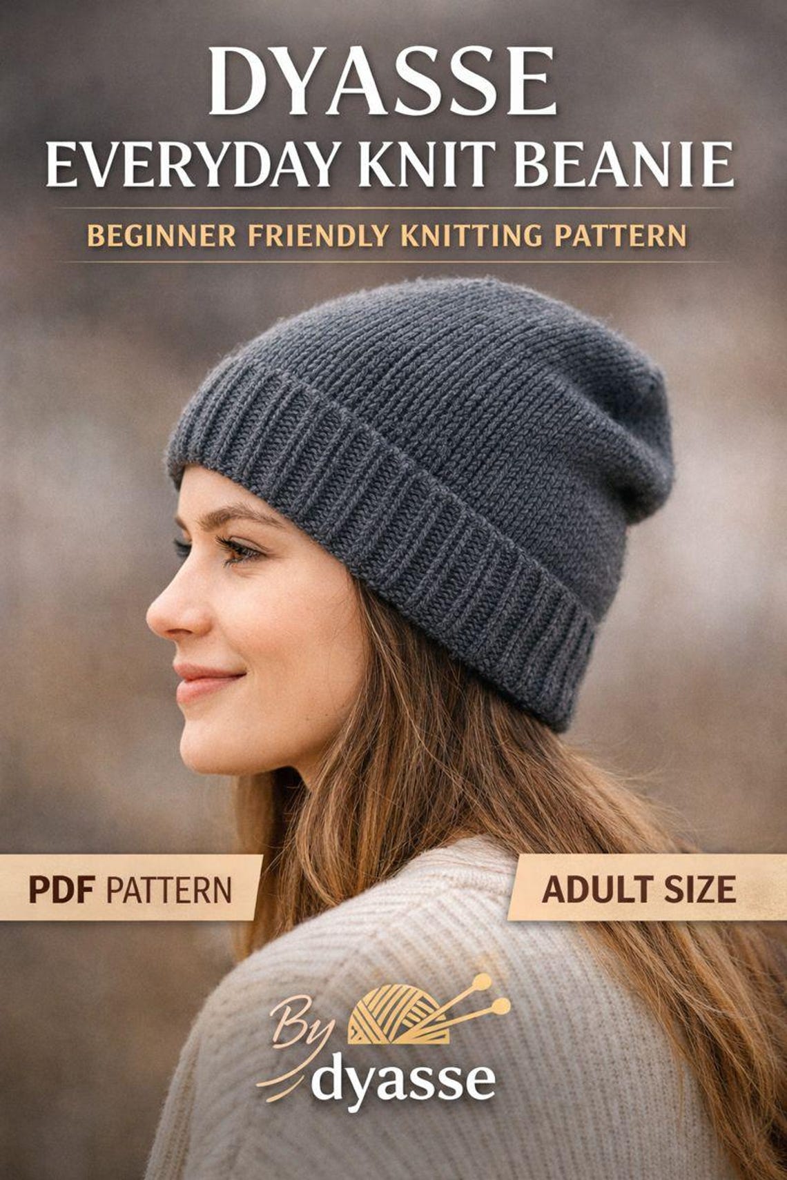 Beginner Knit Beanie Pattern PDF: Adult Everyday Hat - Etsy