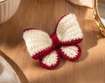Crochet Butterfly Bow Pattern PDF, Ribbed Hair Bow Applique, Two Tone Baby Headband Bow, Crochet Shoe Charm Tutorial