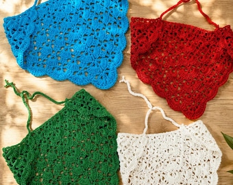 Crochet Shell Bandana Pattern PDF, Lace Headscarf Tutorial, Boho Triangle Hair Kerchief, Summer Crochet Head Wrap