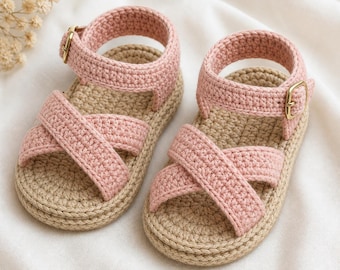 Criss Cross Baby Sandals Crochet Pattern, Double Sole Tutorial (PDF)