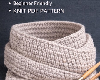 Easy Knit Cowl Pattern PDF | Beginner Neck Warmer Tutorial | One Stitch Repeat Knitting Project | Worsted Yarn Gift