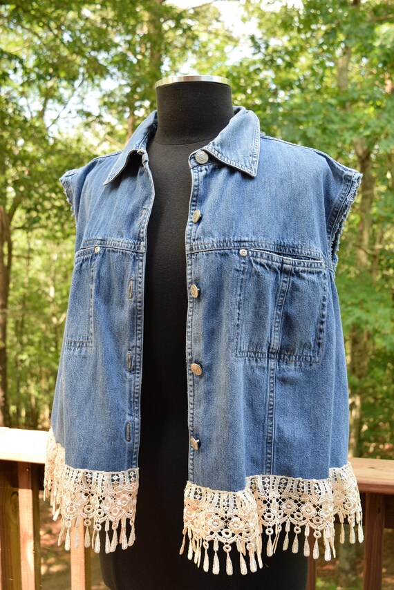 blue denim vest ladies