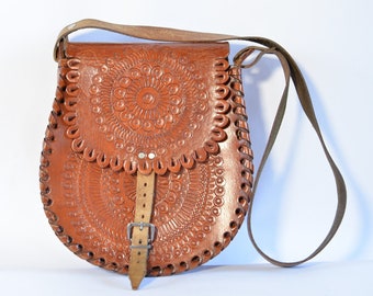 70's Vintage Hand Tooled Leather Purse