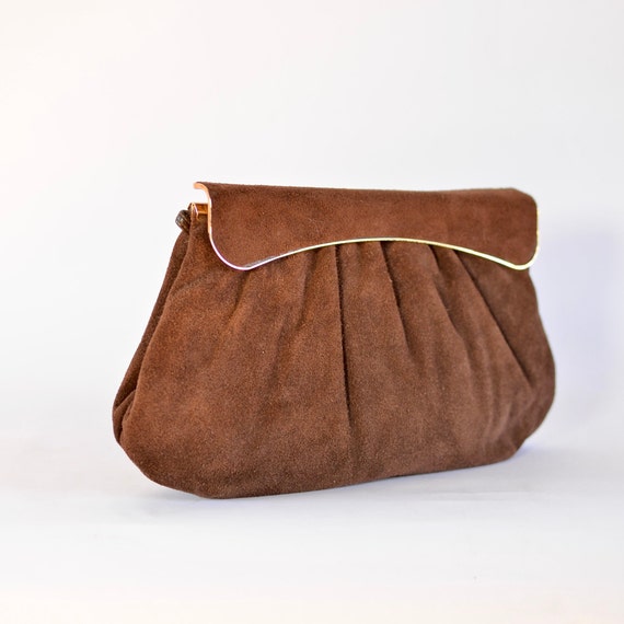 Vintage 70s suede clutch - Gem