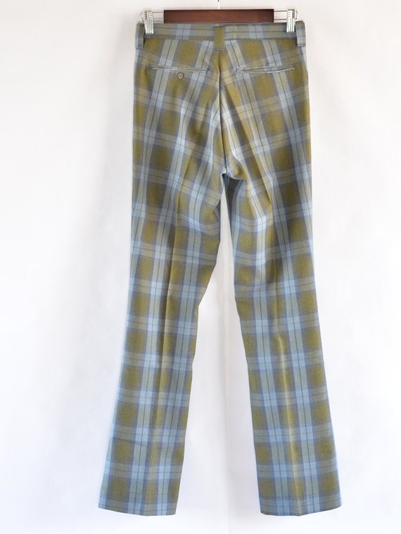 70's Vintage Farah flared Plaid Pants 26X31 - image 3