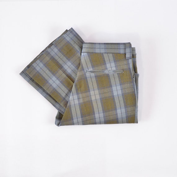 70's Vintage Farah flared Plaid Pants 26X31 - image 1