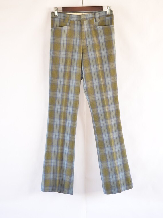 70's Vintage Farah flared Plaid Pants 26X31 - image 2