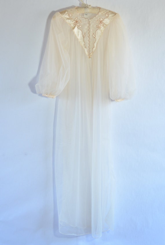 1960's Vintage Chiffon Dressing Gown SZ Med - image 2