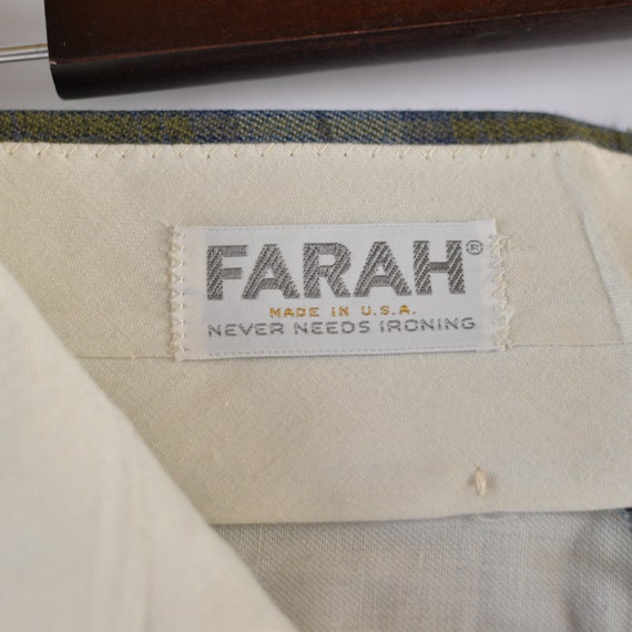 70's Vintage Farah flared Plaid Pants 26X31 - image 5