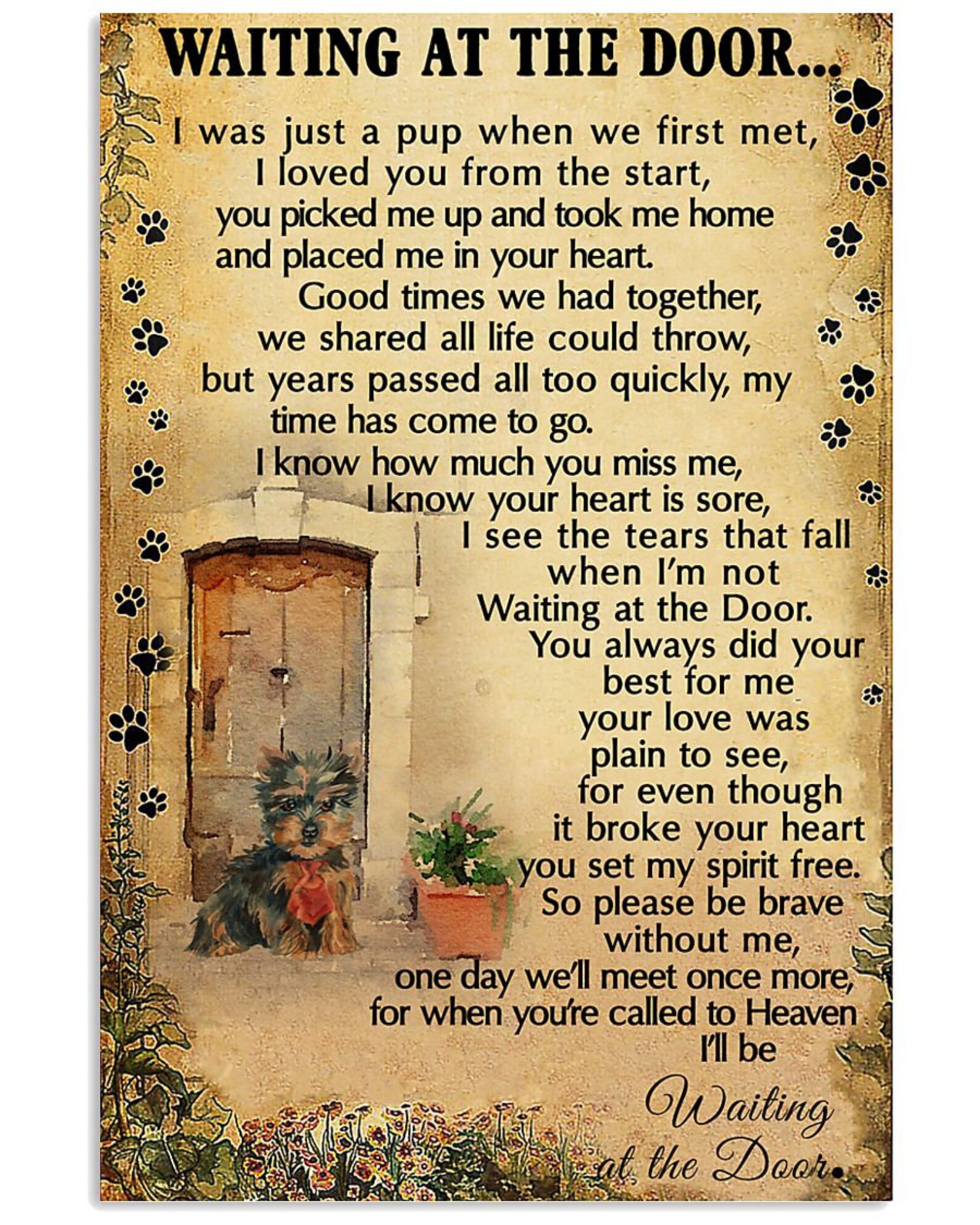 Waiting At The Door Yorkshire Terrier Print Canvas Wall Art | Etsy