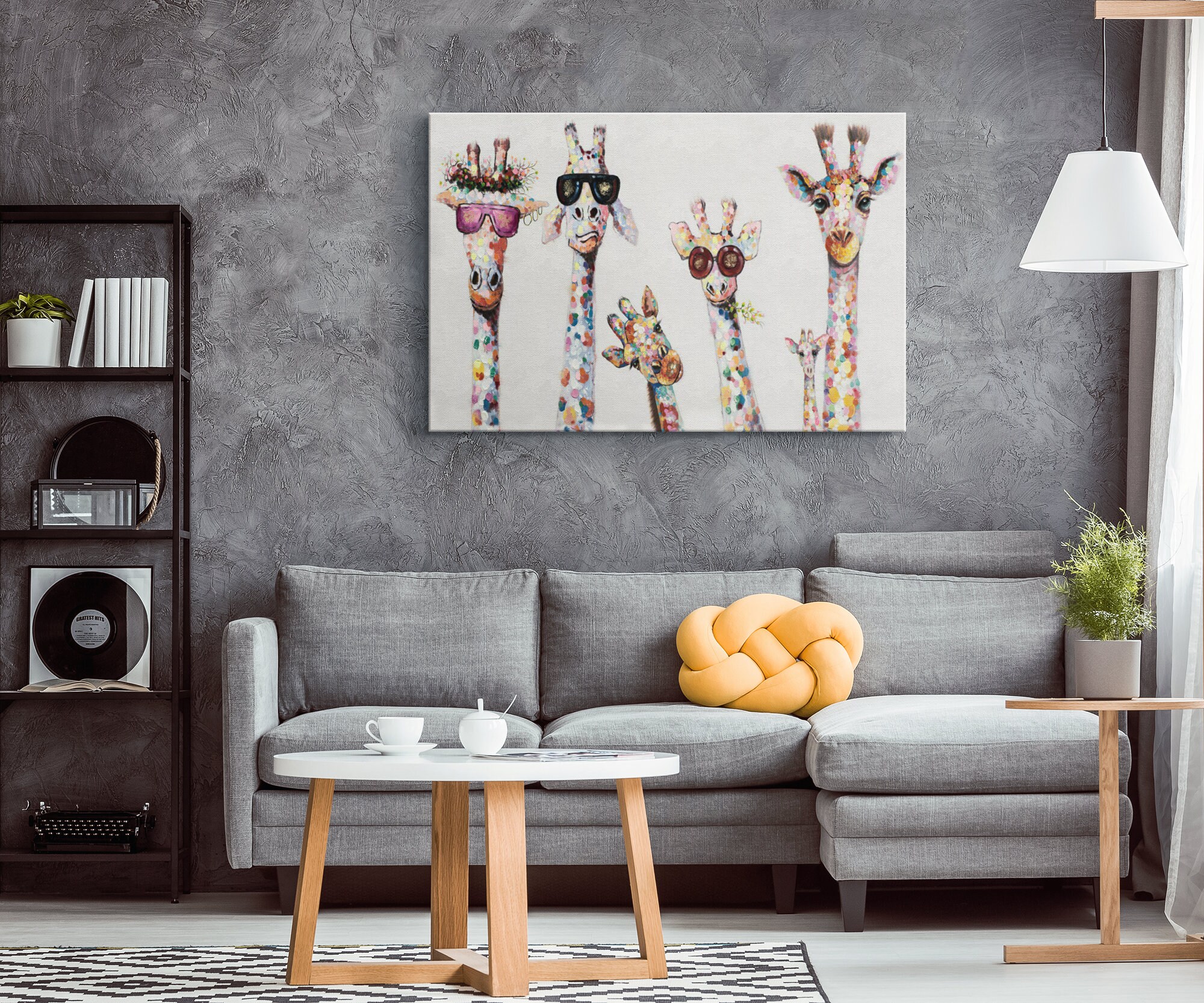 Watercolor Giraffe Funny Animal Canvas Wall Art Poster Etsy