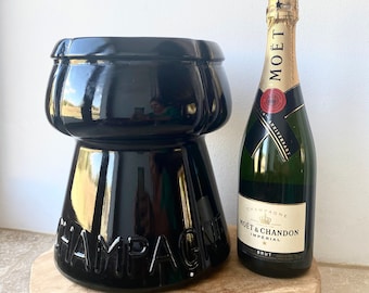 Vintage Glass Champagne Cork Ice Bucket, Italian Glass