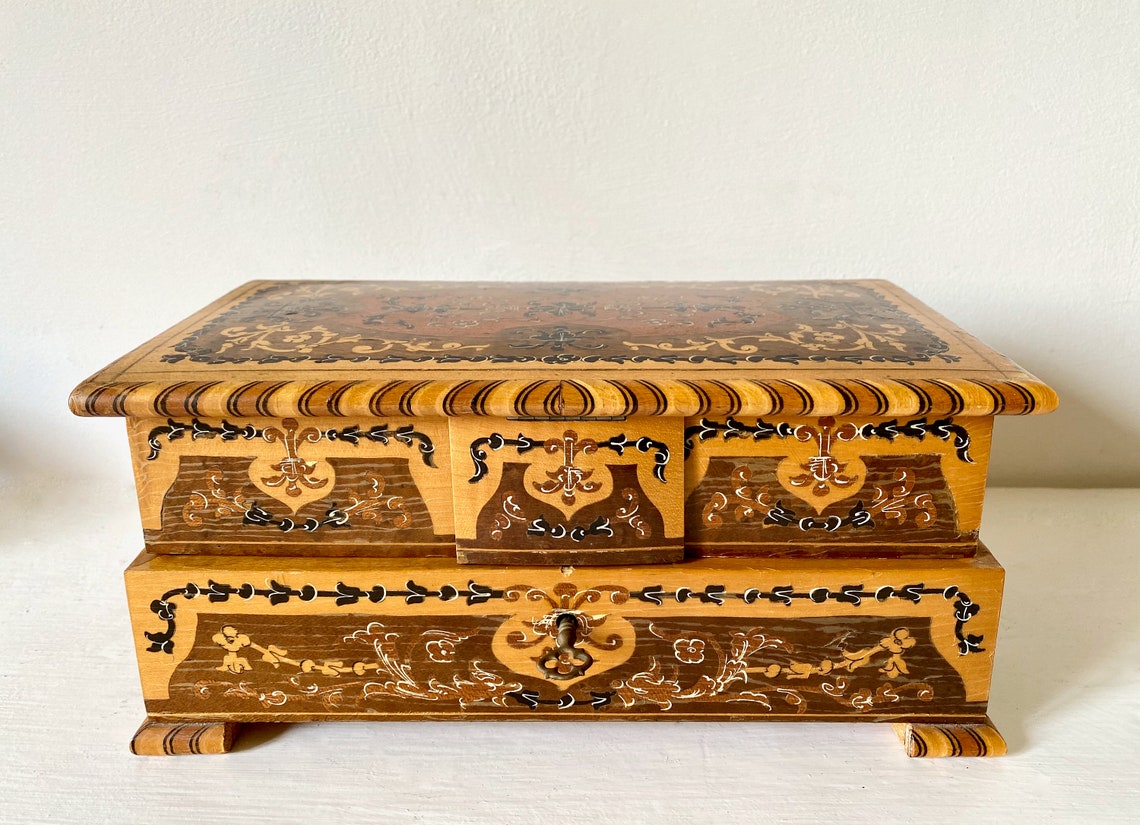 Vintage Wooden Music Box Reuge Music Box Jewelry Box Etsy