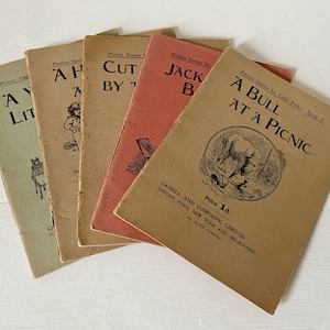 Vintage English Books, Vintage Picture Stories For Little Folks, 5 books, Decorative Books