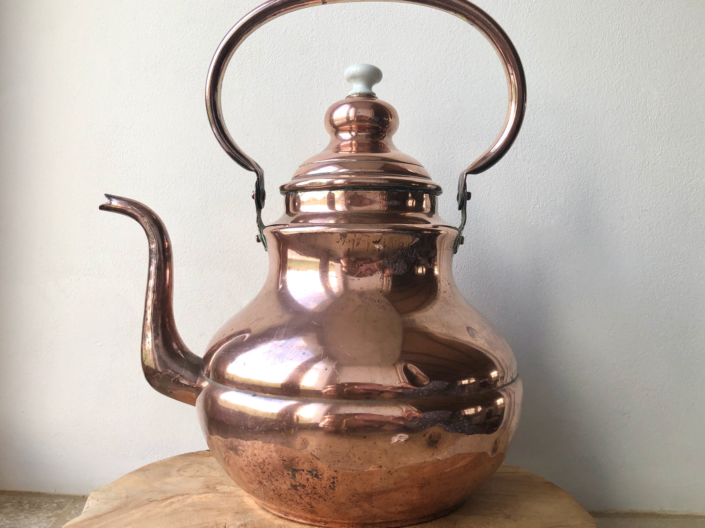 bouilloire en cuivre vintage, théière cuivre, cuisine rustique, vaisselle kitchenalia